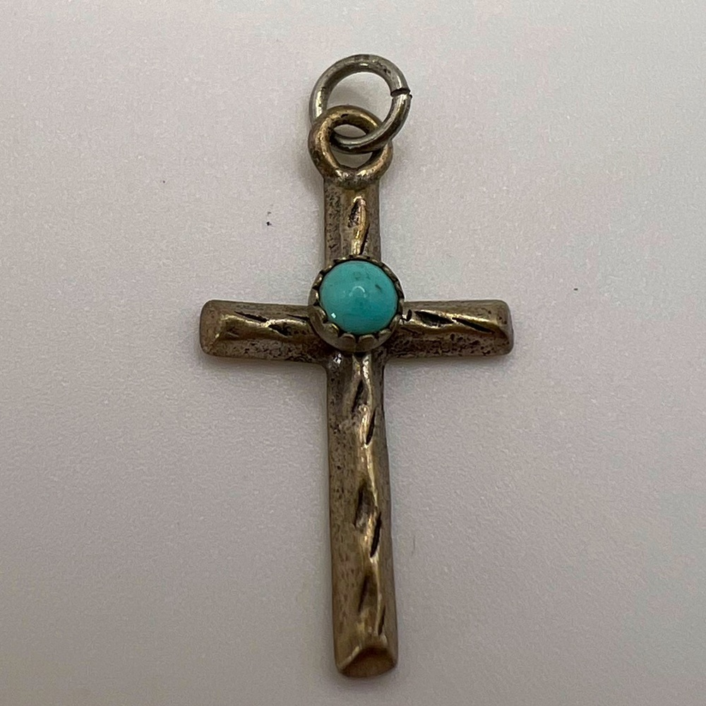 Turquoise Sterling Silver 925 Cross Necklace Pendant